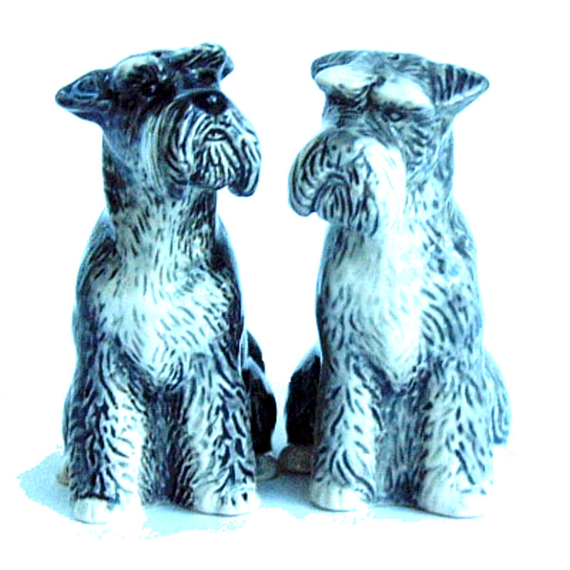 Schnauzers Novelty Salt and Pepper Shakers by Quail Ceramics