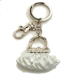 Keyring with White Handbag Bag Charm