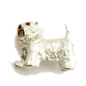 Westie Brooch with Studded Collar and Bow