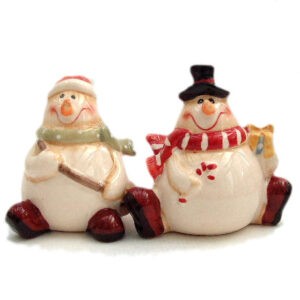 Snowmen with Broom Salt and Pepper Pots