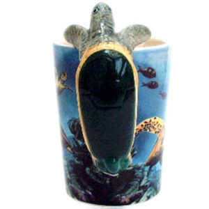 Mug with 3-D Handle in Shape of Turtle