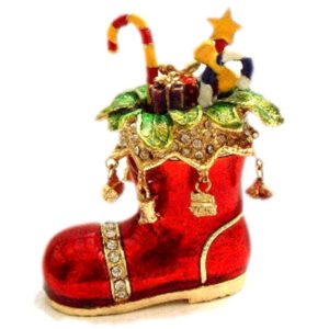 Santa's Boot With Presents Trinket Box by Arora Design