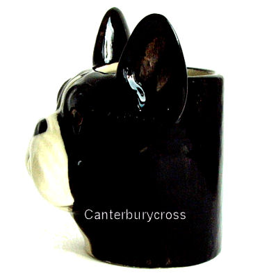 Pencil/All-purpose Pot - Black and White French Bulldog - Quail Ceramics - Image 2