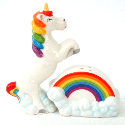 Unicorn and Rainbow Novelty Salt and Pepper Shakers