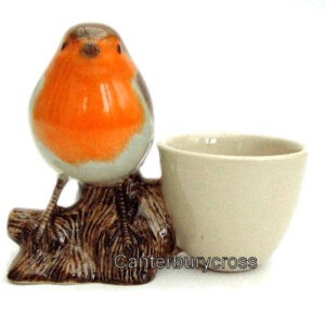 Robin with Egg Cup by Quail Ceramics