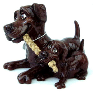 Chocolate Labrador and Puppy Figure - Pets With Personality