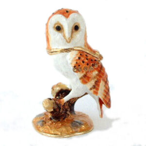 Barn Owl Jewelled & Enamelled Trinket Box - Secrets Range
