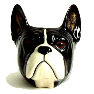 French Bulldog's Head Eggcup - Black and White - Quail Ceramics