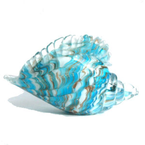 Glass Shell Ornament in Blues, White and Gold - Juliana Collection