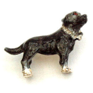 Black Labrador Brooch with Crystal-studded Collar and Bow