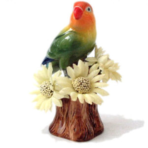 Love Bird with Orange Head Bud Vase by Quail Ceramics