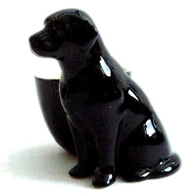 Black Labrador with Eggcup by Quail Ceramics