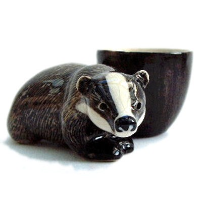 Badger with Egg Cup by Quail Ceramics