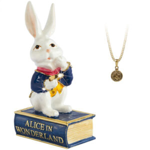 Alice in Wonderland White Rabbit Jewelled & Enamelled Trinket Bo