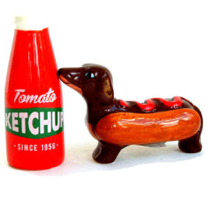 Hotdog and Tomato Ketchup Novelty Salt and Pepper Pots