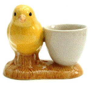Yellow Chick with Egg Cup by Quail Ceramics