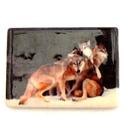 Fridge Magnet - Three Wolves in the Snow at Night