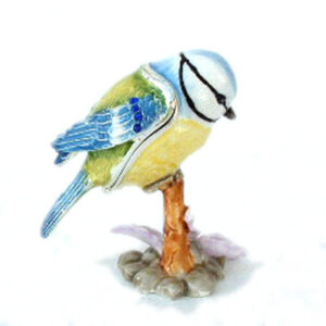 Blue Tit and Clematis Jewelled & Enamelled Box with a Secret