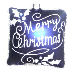 Blue Cushion Glass Christmas Tree Bauble