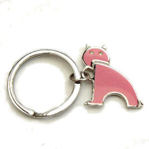 Pink Cat Keyring with Crystal Eyes