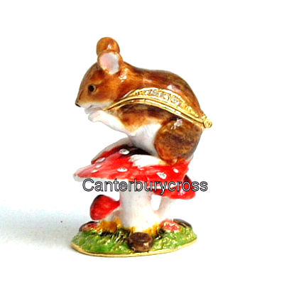 Mouse on Toadstool Jewelled/Enamelled Box - Treasured Trinket - Image 3