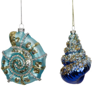 Shells Glass Christmas Tree Bauble Set