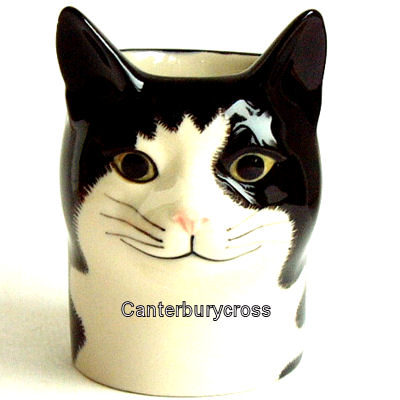 Barney Black and White Cat Pencil Pot by Quail Ceramics - Image 2