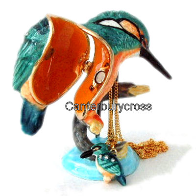 Kingfisher Jewelled and Enamelled Trinket Box - Secrets Range - Image 2