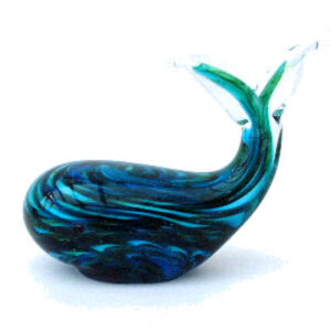 Glass Blue and Green Whale Paperweight - An Objet D'Art from the Juliana Collection