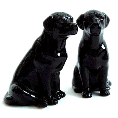 Black Labradors Salt and Pepper Set by Quail Ceramics