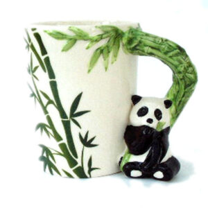 Panda Mug with 3-D Handle and Bamboo Motif