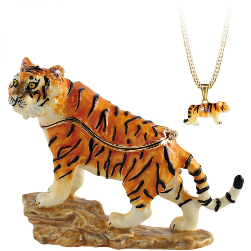 Tiger Jewelled and Enamelled Trinket Box from the Arora Design Secrets Range