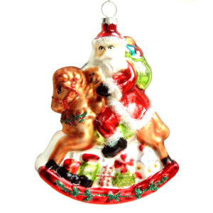 Santa on Rocking Horse Christmas Tree Bauble