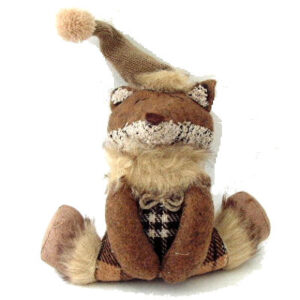 Fox Christmas Ornament - Seated, Brown Pointy Hat