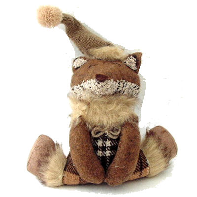 Fox Christmas Ornament - Seated, Brown Pointy Hat