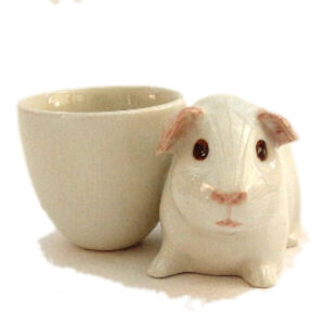 White Guinea Pig with Egg Cup by Quail Ceramics