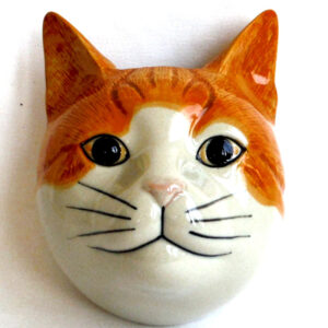 Ginger Tabby and White Cat (Squash) Wall Vase by Quail Ceramics