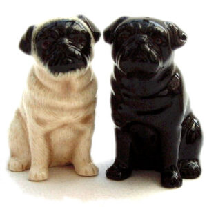 Pug Dog Salt & Pepper Pots in Black & Fawn by Quail Ceramics