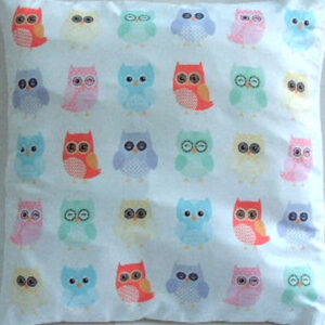 Cute Owls Cushion Cover in Pastels, a Lauren Billingham Design