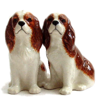 Blenheim Cavalier King Charles Spaniel Salt and Pepper Shakers - Quail Ceramics