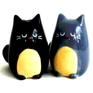 Feline Fine Black and Grey Cute Cats Novelty Salt and Pepper