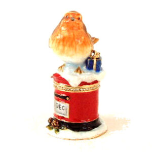 Robin on Pillarbox Jewelled and Enamelled Trinket Box by Arora Designs