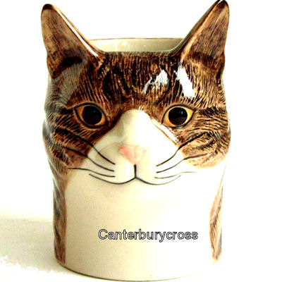 Millie Brown and White Tabby Cat Pencil Pot/General Purpose Pot by Quail Ceramics - Image 2