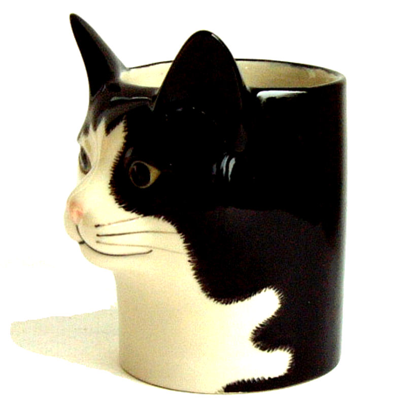 Barney Black and White Cat Pencil Pot by Quail Ceramics