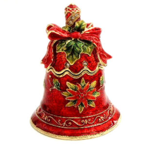 Red Christmas Bell Jewelled and Enamelled Trinket Box - a Craycombe Trinket from Arora Design