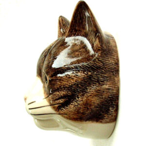 Millie, a Tabby and White  Cat Wall Vase from Quail Ceramics