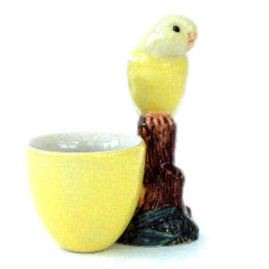 Yellow Budgerigar or Canary with Eggcup by Quail Ceramics