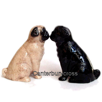 Pug Dog Salt & Pepper Pots in Black & Fawn by Quail Ceramics - Image 2