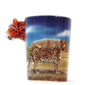 Mug with 3-D Leopard's Head Handle