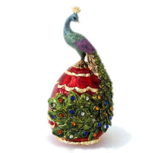 Peacock Jewelled & Enamelled Box - Secrets Range